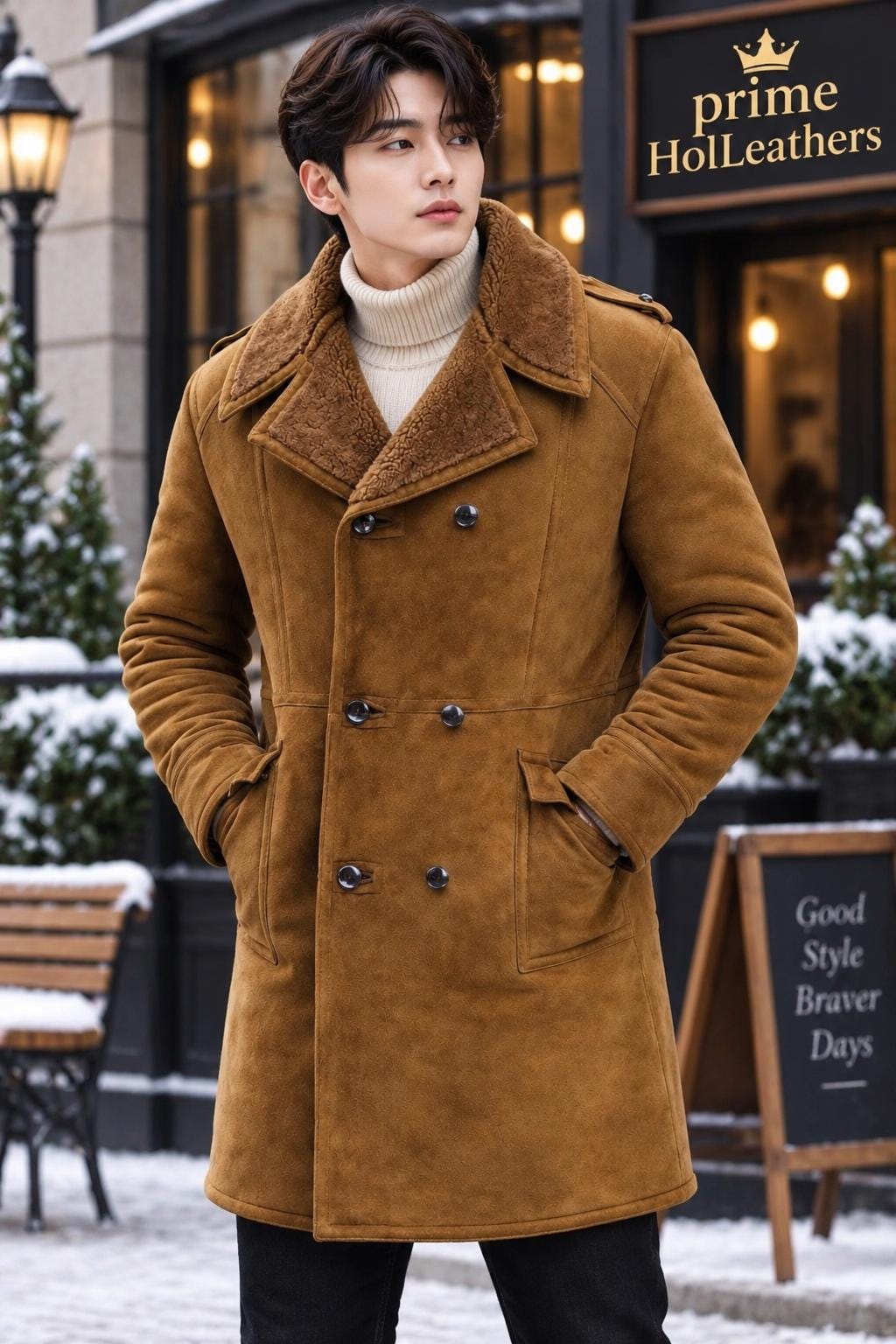 Double Collar Shearling Jacket Men - Etsy