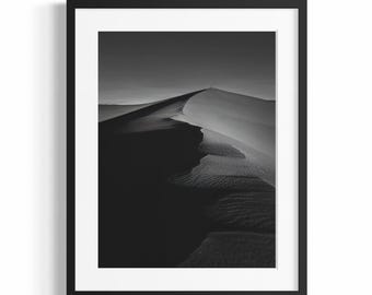 Sahara Dunes Fine Art - Sahara Desert Wall Art for Home - Black & White whit Framed