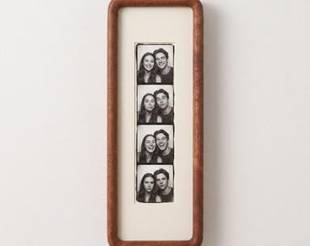 Solid Ebony Photobooth Frame, 4-Strip Photo Memory Display, Mid-Century Wood Frame