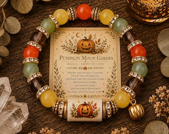 Halloween Crystal Bracelet — Purple Black Orange Beads — Witch Aesthetic — Halloween Gift for Her