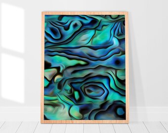 Blue Paua Theme 2 : Abstract Digital Art Inspired by Mother-of-Pearl and Paua Shell Colors and Iridescence
