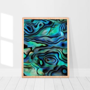 Blue Paua Theme 2 : Abstract Digital Art Inspired by Mother-of-Pearl and Paua Shell Colors and Iridescence