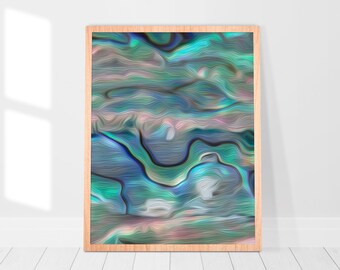 White Paua Theme 1 : Abstract Digital Art Inspired by Mother-of-Pearl and Paua Shell Colors and Iridescence