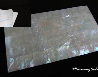 White Mother-of-Pearl Coated Adhesive Veneer Sheet (9.4" x 5.5" x 0.006" inches)