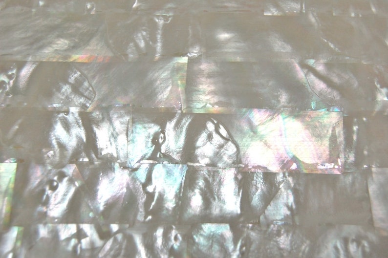 Feuille de placage adhésive enduite de nacre blanche (9,4 x 5,5 x 0,006 ...