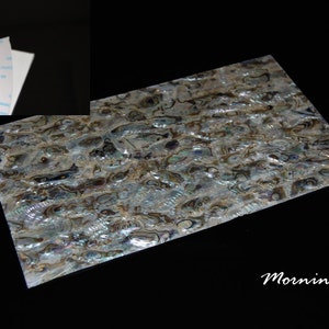 Green Abalone Shell Coated Adhesive Veneer Sheet (9.4&quot; x 5.5&quot; x 0.006&quot; inches)