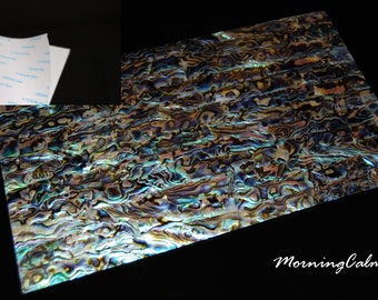 Blue Paua Coated Adhesive Veneer Sheet (9.4" x 5.5" x 0.006" inches)