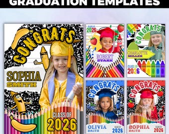 Kindergarten Graduation 2026 Editable Canva Template Digital Download, Kindergarten Graduate 2026 Add Photo Customizable Canva Template Grad