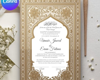 Luxury Nikkah Certificate, Premium Nikkah Contract Template, Editable Nikkah Certificate, Digital Nikkah Contract, Canva template