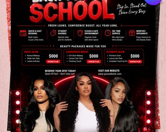 Back 2 School Buchung Flyer Vorlage für Für Haar Stylisten, Wimpern Make-up Back to School Sale Book Now Flyer, Etsy Schulflyer