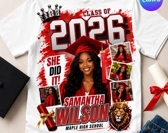 Graduation T Shirt 2026,Senior Class Shirt Templates, Grad PNG, Photo Collage, Bootleg Rap Tee, Canva Editable, Digital Download