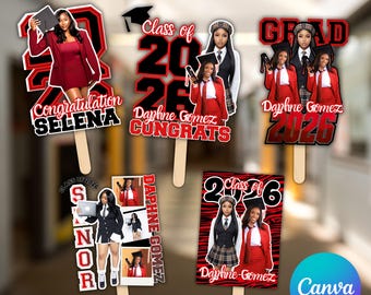Class of 2026 Graduation Fan Template, Editable Senior Photo Grad Fan, High School College Program Digital Canva Template Custom Favors DIY