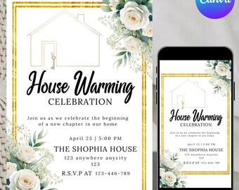 Editable House Warming Invitation, Housewarming Party Invitation, Home Sweet Home, We're All Settled In Invitation, Canva Template