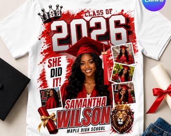 Graduation T Shirt 2026,Senior Class Shirt Templates, Grad PNG, Photo Collage, Bootleg Rap Tee, Canva Editable, Digital Download