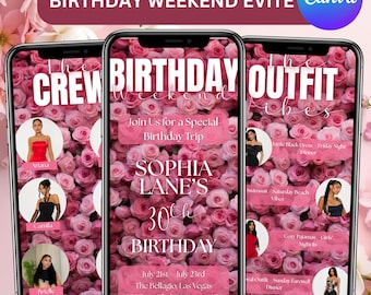 Girls Trip Animated Itinerary Template, Birthday Weekend Travel Invite, Miami Bachelorette Itinerary, Canva Editable Digital Schedule