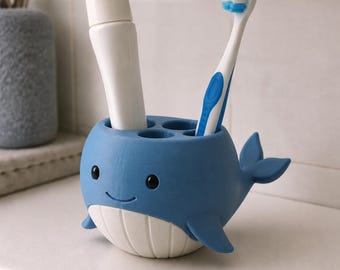Artisan Hand-Painted 3D Printed Toothbrush Stand, Single Oral Care Organizer for Modern Bathroom Vanities