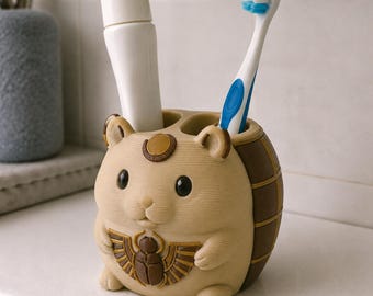 Scarab Beetle Toothbrush Holder - 3D Printed Egyptian Desert Decor