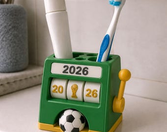 2026 World Cup Goal Machine Toothbrush Holder, 3D Printed Soccer Bathroom Decor