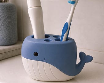 Textured 3D Printed Toothbrush Holder, Hand Painted Modern Bathroom Stand, Single Vanity Accessory