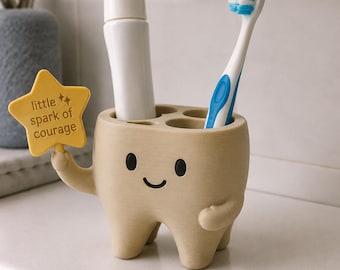 Little Spark of Courage 3D Printed Toothbrush Holder - Hand Painted Bathroom Decor