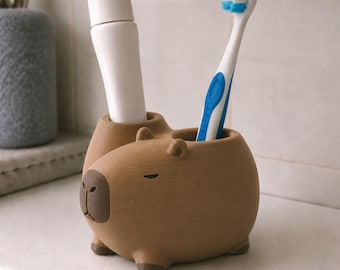 Bestehender Capybara Zahnbürstenhalter, handgemaltes 3D gedrucktes Badezimmerdekor