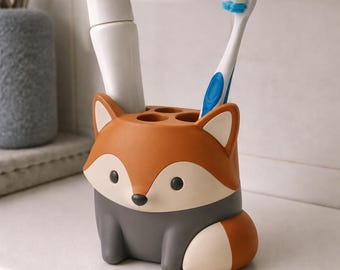 Patagonia Fox Toothbrush Holder - Hand-Painted 3D Printed Wildlife Bathroom Decor