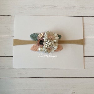 Boho baby headband-nylon baby headband-boho baby hair band- boho flower headband-newborn headband