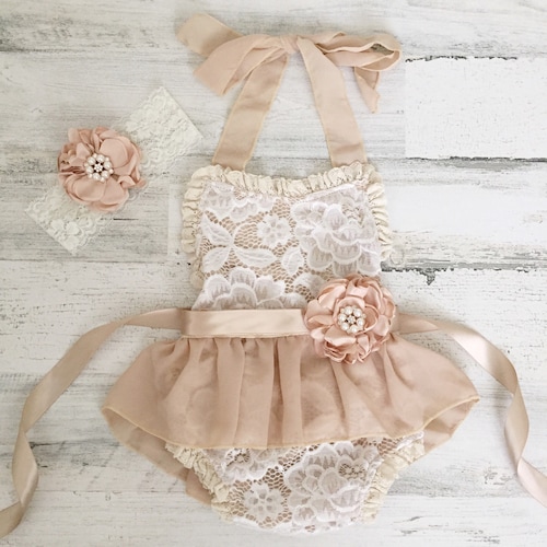 Baby Girls Boho Romper1st Birthday Outfitgold and Ivory Boho Etsy