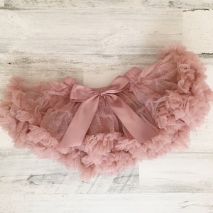 pettiskirt-dusty rose mauve tutu pettiskirt-vintage pink tutu-baby girls fluffy skirt-girls tutu-petticoat-gold glitter tutu-newborn tutu