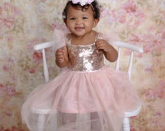 Baby girl dress-gold sparkle dress-unicorn 1st birthday-gold and pink 1st birthday dress-pink and gold 1st birthday dress-cake smash dress