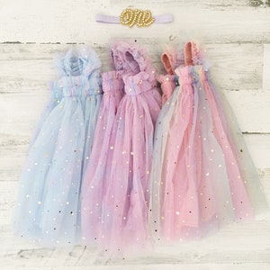 Baby girl tutu 1st birthday outfit-rainbow pastel tutu dress-boho cake smash outfit-1st birthday gift-first birthday one dress-sparkle dress image 3