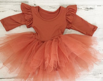 Fall orange tutu Dress for baby girl-autumn Cake smash outfit-first birthday dress-1st birthday tutu-Baby girl clothes-boho Baby tutu dress