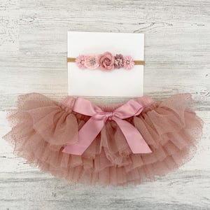 New Baby girl gift-boho baby outfit-tutu bloomers and headband-1st birthday outfit-cake smash outfit-vintage pink baby outfit-baby clothes