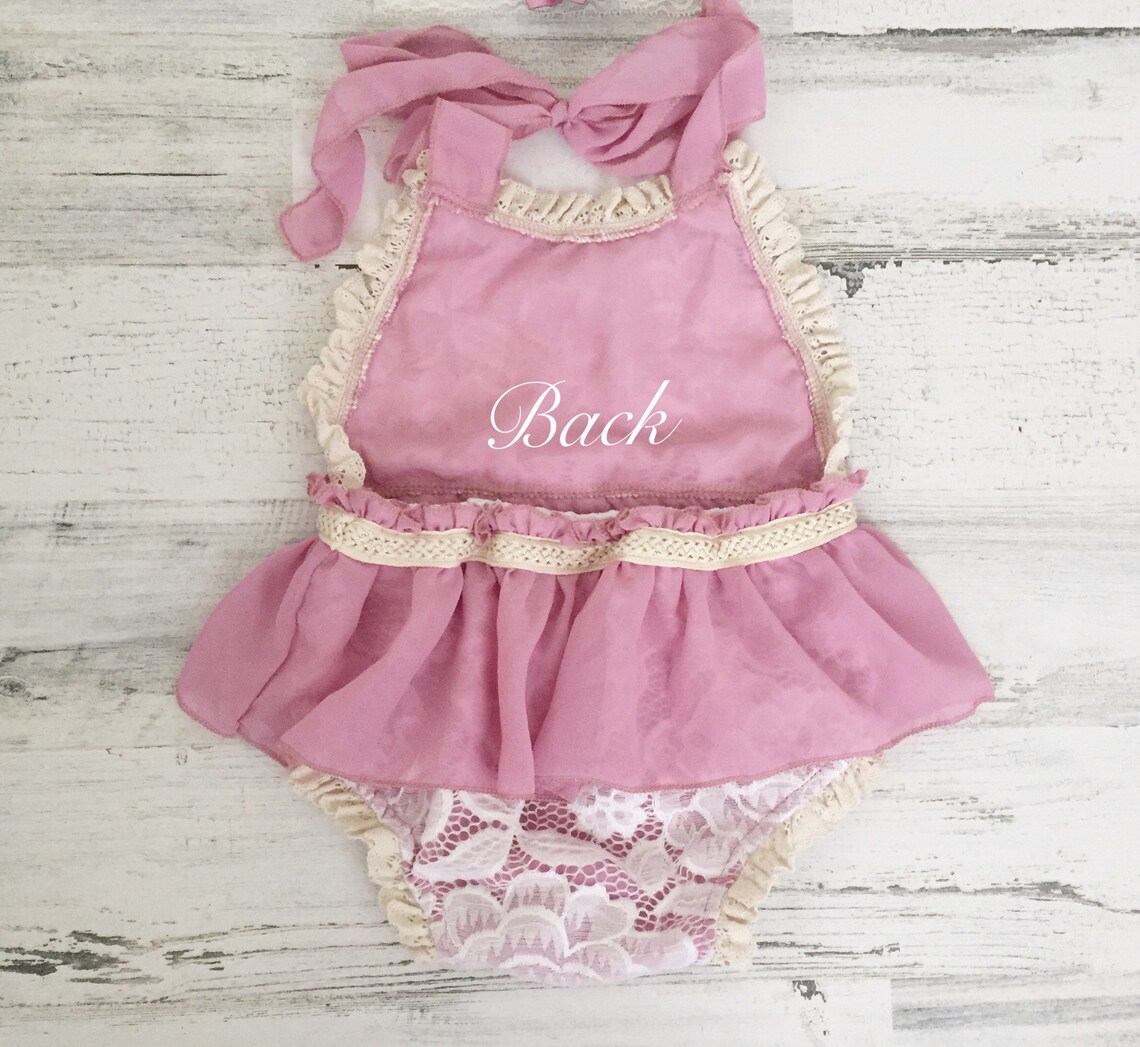 Floral Boho Lace Romper Sash and Headbandbaby Girl Lace Etsy Canada