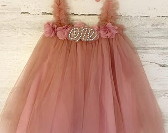 Tutu 1er anniversaire bébé fille-robe bohème-rose mauve tenue 1er anniversaire-robe 1er anniversaire bébé-robe Tutu-cadeau d'anniversaire bébé-Cake Smash