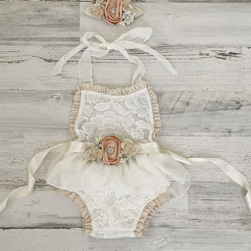 Boho 1st Birthday Romperivory Boho Lace Romper Sash and Etsy
