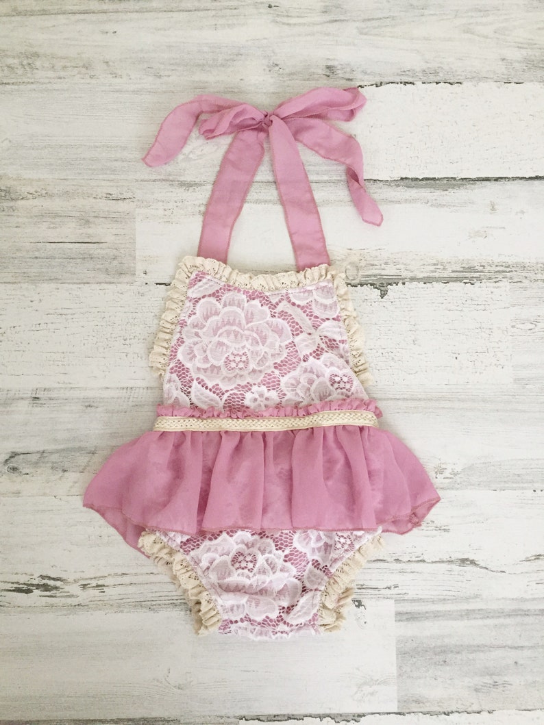 Floral Boho Lace Romper Sash and Headbandbaby Girl Lace Etsy Canada