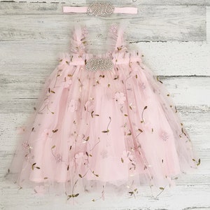 Wild One Flower Birthday Outift Tutu Dress-Boho Wildflower 1st Birthday outfit-Pink Floral first birthday Tutu Dress baby gift-Cake Smash