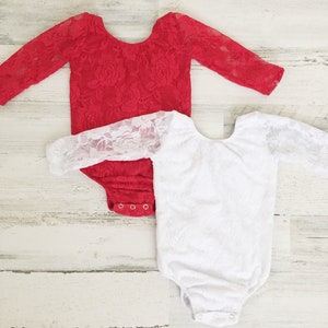 Baby girls long sleeve lace bodysuit-Baby girl boho lace romper-lace romper-red lace bodysuit-white lace leotard-lace leotard