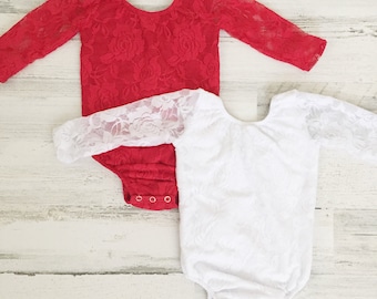 Baby girls long sleeve lace bodysuit-Baby girl boho lace romper-lace romper-red lace bodysuit-white lace leotard-lace leotard