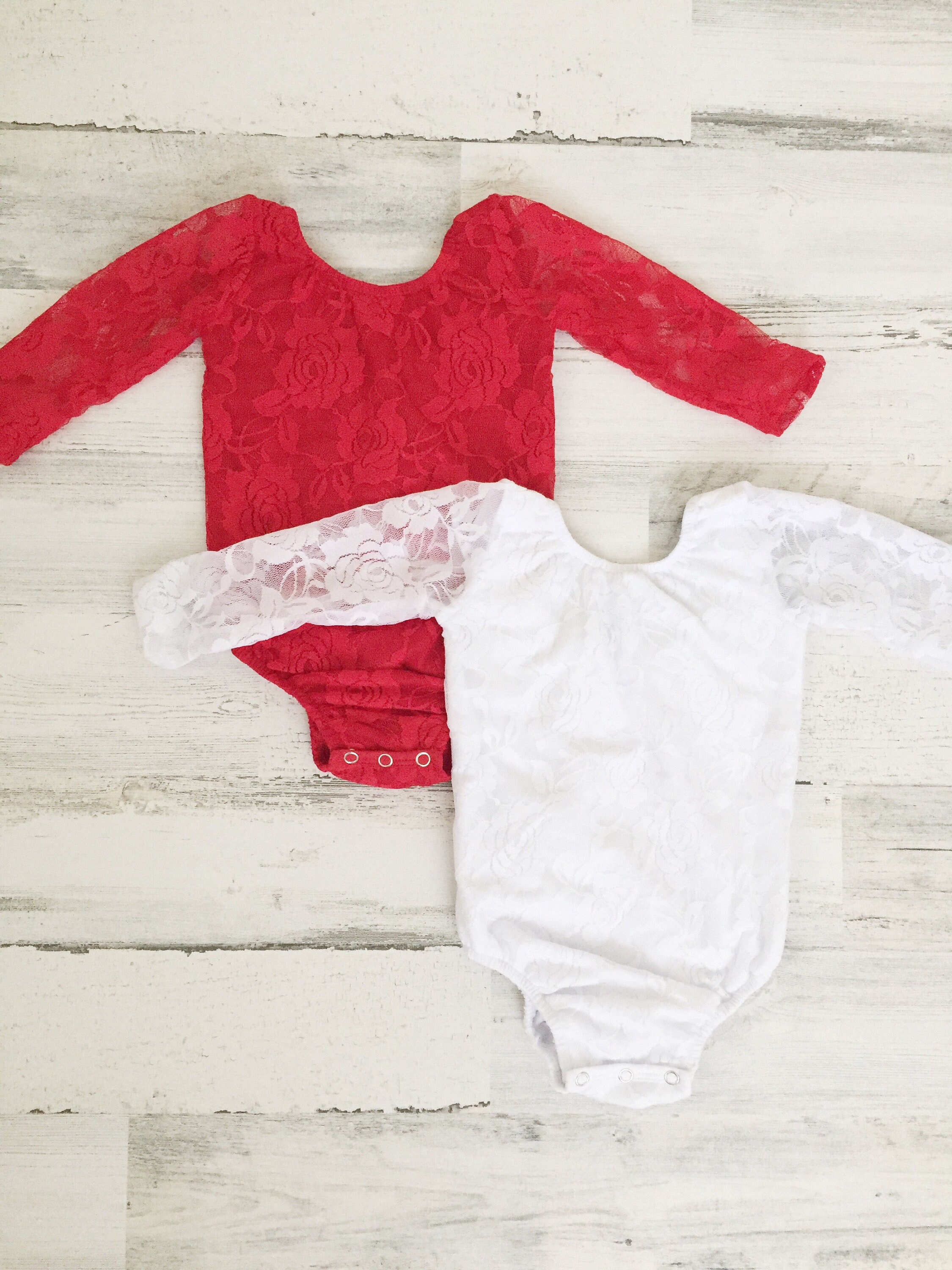 Lace Bodysuits, Black, White, Red & Long Sleeve