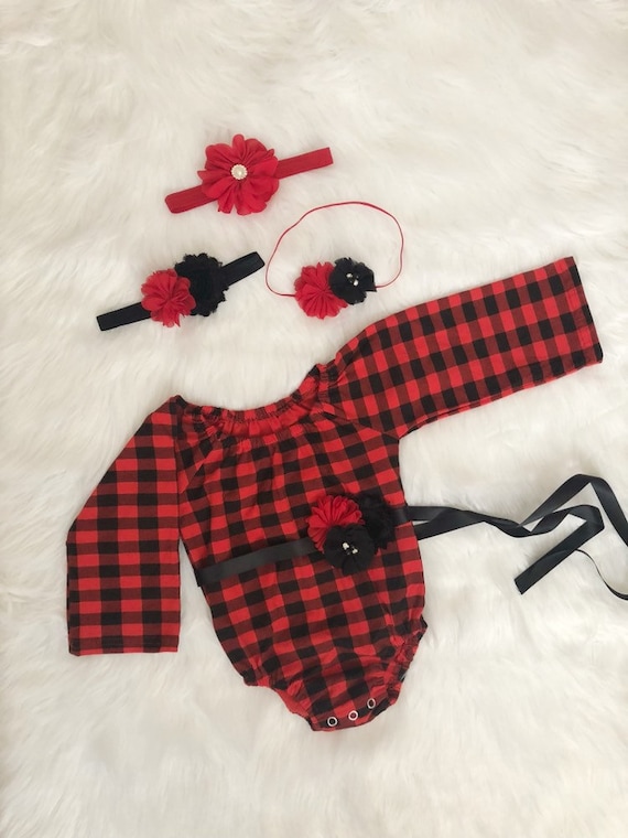 buffalo plaid baby girl outfit