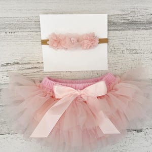 New Baby girl gift-boho baby outfit-tutu bloomers and headband-1st birthday outfit-cake smash outfit-light pink baby outfit-baby clothes
