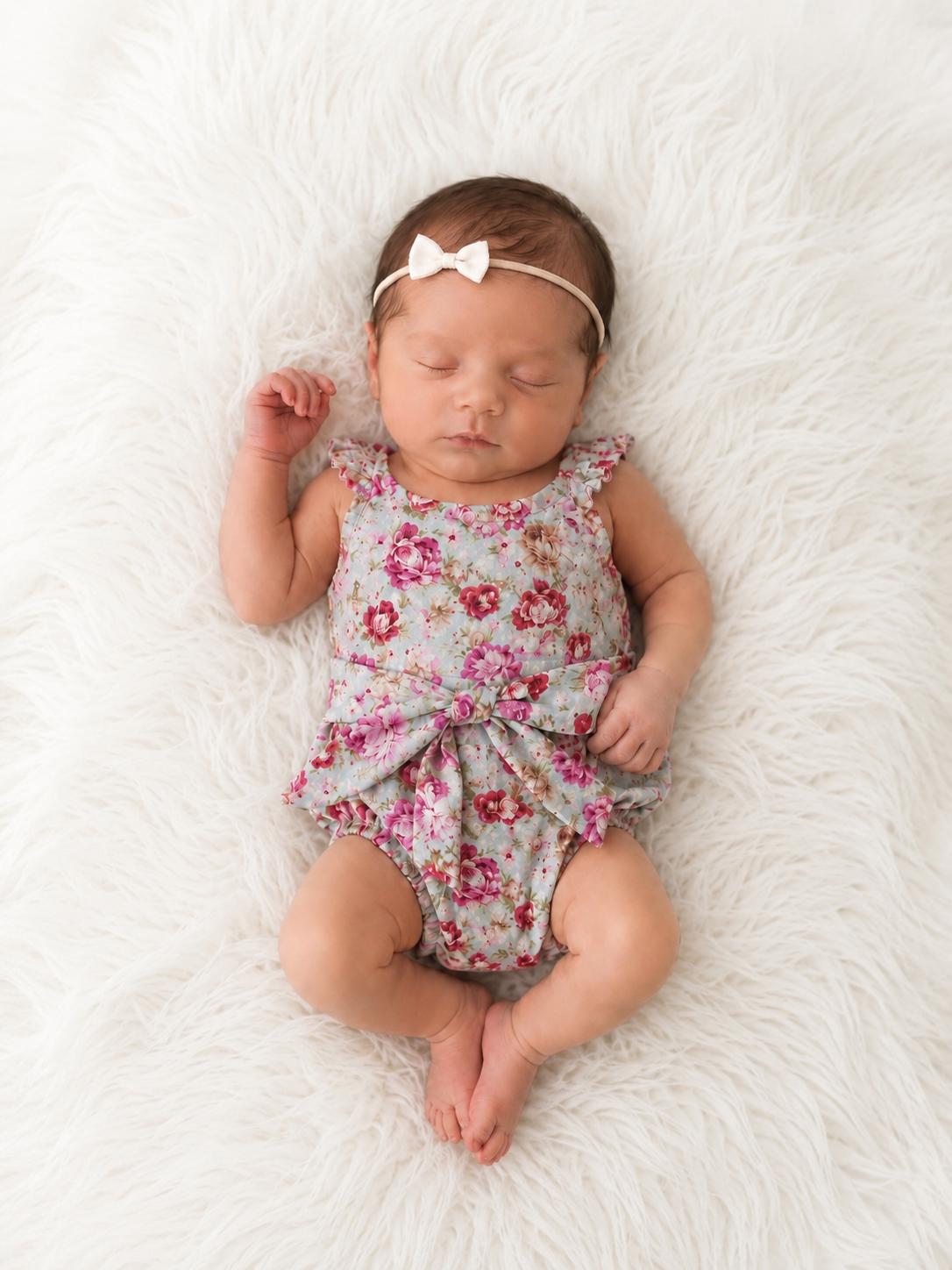 Cotton Floral newborn outfit, sun suit, romper, photo shoot, baby girl, coming home outfit, new baby gift