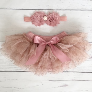 Baby girl coming home outfit-newborn bloomers headband-vintage pink baby girl outfit-tutu bloomers-dusty pink tutu-baby girl clothes