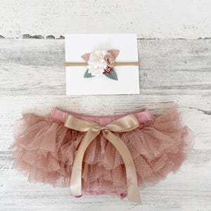 Baby girl clothes-boho baby outfit-tuty bloomers and headband-1st birthday outfit-cake smash outfit-vintage pink baby girl outfit