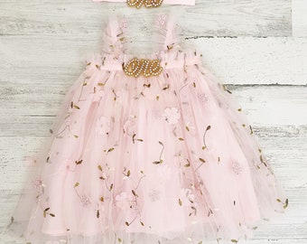 Baby Mädchen Tutu 1. Geburtstag Outfit-Wildflower 1. Geburtstag rosa Tutu Kleid-Boho Cake Smash Outfit-1. Geburtstagsgeschenk-ein Blumen glitzerndes Kleid