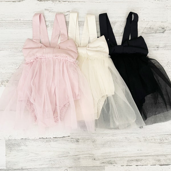Baby girl boho ballet tutu dress romper-pink,ivory or black boho romper-1st birthday tutu outfit-baby tutu dress-baby girl clothes-baby gift