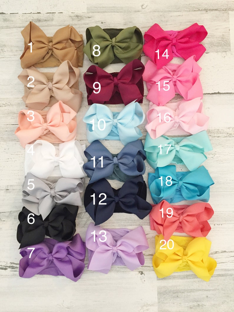 Babyhaarband met grote strik van nylon - babyhaarband cadeau - haarband met grote strik voor baby meisjes afbeelding 3