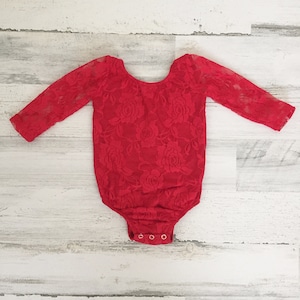 Red lace bodysuit-Baby girl boho lace romper-Christmas romper-red lace bodysuit-white lace leotard-lace leotard-Baby girl Christmas romper